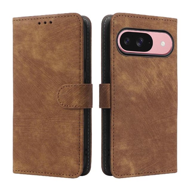 Phone Wallet Case for Google Pixel 10 Pro with Stand - Leather Folio Cover & Card Slots Brown
