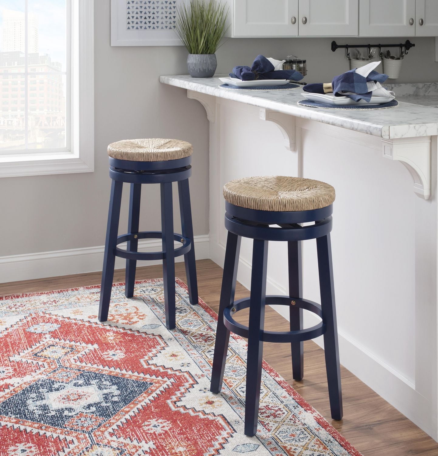 Tabouret de bar Larkin, bleu marine