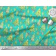 thumbnail image 2 of Soimoi Green Japan Crepe Satin Fabric Text & Christmas Tree Print Sewing Fabric Yard 42 Inch Wide, 2 of 5