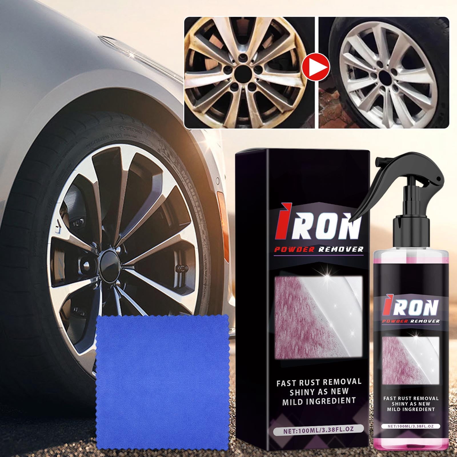 YOTQUSKI Rust Remover, Heavy Duty Rust Remover for Steel & Iron, Rust Remover for Metal, Car Scratch Remover Spray, Iron Stain Cleaner with Cloth for Metal, Tools, Cars, Chains Clearance
