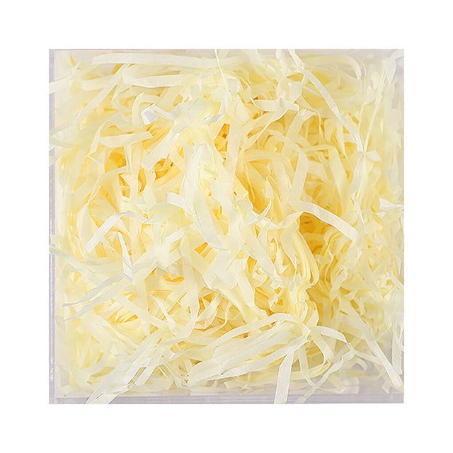 1 Pack Lafite Paper Raffia Filler Colorful Shredded Box Packaging Decoration Practical Wedding Party Easter New Year Light yellow