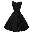 thumbnail image 3 of Pompotops Ladies' Solid Color Short-Sleeved O-Neck High-Waisted Big Swing Party Dress, 3 of 5