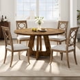 thumbnail image 1 of Farmhouse Dining Table, 47 Inch Round Kitchen Table for 4, Industrial Dinner Table with Wooden Top and Metal Base for Home Dining Room or Living Room（No Chairs）, 1 of 8