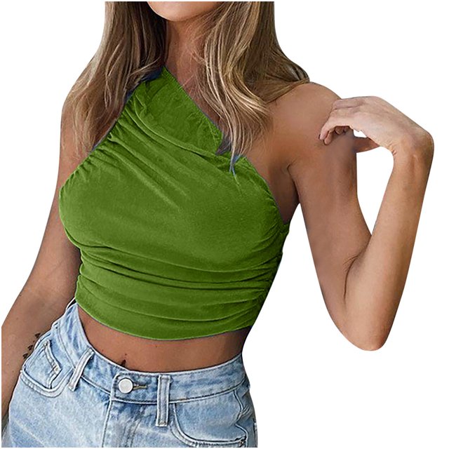 Pompotops Mode Femmes Solide Casual Sexy une Épaule Slim Veste Coupe