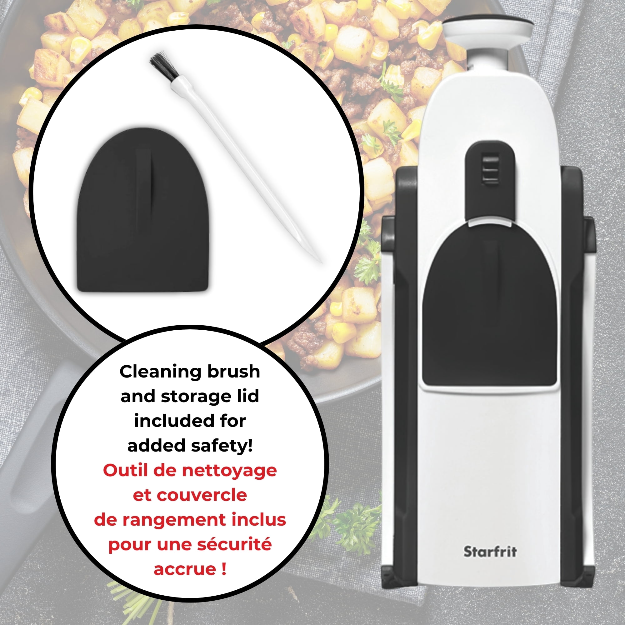 Starfrit Pump'N'Slice Vertical Mandoline, Safe Adjustable Vegetable & Fruit Slicer