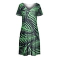 thumbnail image 4 of TJAZFJPA Robe Longue de Plage Femmes Été Manches Courtes Robe Mode Col en V Évasée Fluide Robe Confortable Robes de Villégiature pour Femmes Robe à Volants, 4 of 5