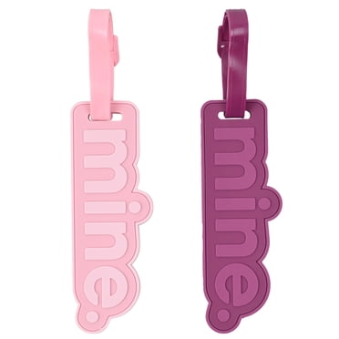 Mine., Ensemble de 2 étiquettes de bagage pour valises et bagages à main, Prune/Rose pâle