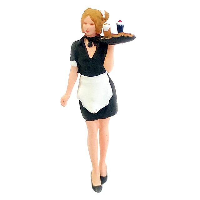 RM 1:64 Scale Painted People Waiter Woman Man Street Scene Layout Waitress Black