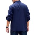 thumbnail image 3 of Innerwin Tunic Shirt Lapel Neck Men Tops Work Button Down Regular Fit Shirts Dark Blue 205/139cm, 3 of 4