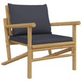 thumbnail image 2 of vidaXL 3 Piece Garden Lounge Set with Dark Grey Cushions Bamboo, 2 of 5