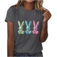 thumbnail image 1 of Pisexur Hauts de Printemps pour Femmes 2025, Hauts d'Entraînement Femmes, Hauts d'Entraînement Femmes T-Shirt Imprimé Manches Courtes Col Rond Chandail à la Mode Gris Foncé, 2TG, 1 of 5