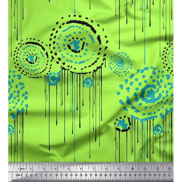 Soimoi Rayon Crepe Fabric Brush Stroke Abstract Printed Fabric 1 Yard 46 Inch Wide