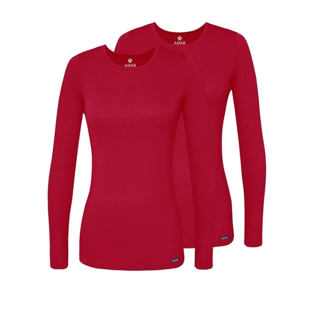 Adar sous-Couches pour Femmes, Lot de 2 - T-Shirt de sous-Couche à Manches Longues Confortable