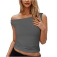thumbnail image 1 of Plebaso Women's off Shoulder Tops Sleeveless Slim Cropped Tank Tops Ruched Summer Going out Tee Shirts, 1 of 7