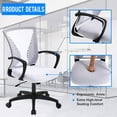 thumbnail image 4 of BestOffice Office Chair Ergonomic Mesh, Lumbar Support Armrest Mid Back Rolling Swivel Adjustable, White, 4 of 7