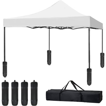 FDW Tente à Auvent Escamotable 10x10, Tente à Auvent Commerciale Instantanée et Portable, Abri de Gazebo Extérieur pour Fête, Cour Arrière, Événements et Activités de Plein Air, Blanc