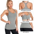 thumbnail image 4 of Women's Ribbed Workout Tank Tops with Built in Bra Racerback Athletic Top, 4 of 6