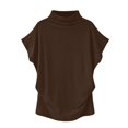 thumbnail image 3 of AMERTEER Blouse Décontractée en Coton à Manches Courtes et Col Roulé pour Femmes, Grande Taille, 3 of 5