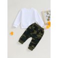 thumbnail image 4 of Faithtur Baby Boys Pants Set, Long Sleeve Crew Neck Letters Print Sweatshirt with Solid/Camouflage Sweatpants Infant Clothes, 4 of 9