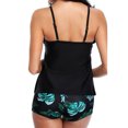 thumbnail image 4 of RKSTN Summer Women 2 Piece Bathing Suits Flounce Floral Solid Color Halter Top with Boyshorts Tankini Swimsuits, 4 of 8