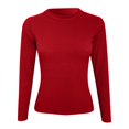 thumbnail image 4 of Womens Long Sleeve Stretch Crewneck Ribbed T Shirt Fitted Casual Basic Tops, 4 of 4