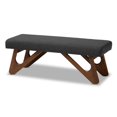 thumbnail image 1 of Baxton Studio Banc Rika Gris Foncé et Noyer Boomerang, 1 of 5