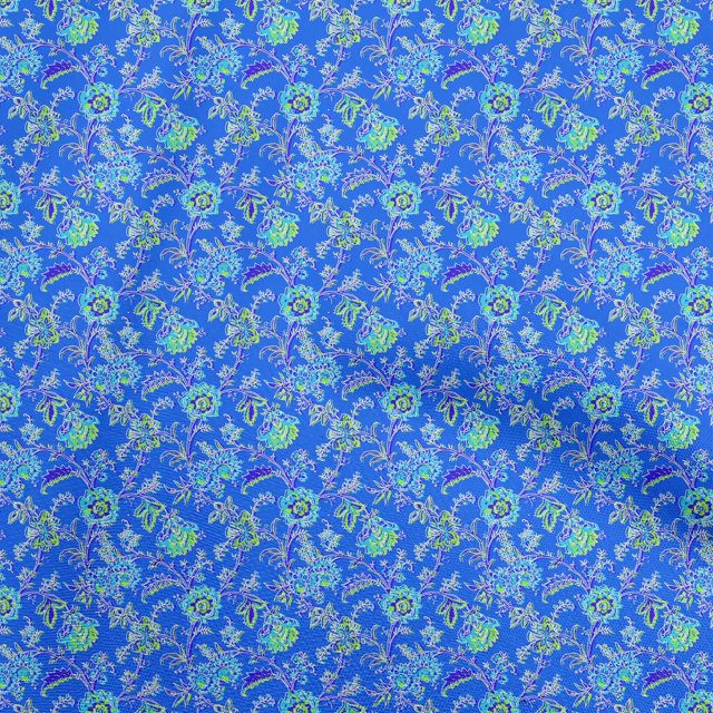 oneOone Silk Tabby Medium Blue Fabric Floral Sewing Craft Projects Fabric Prints By Yard 42 Inch Wide