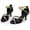 Black, variant on EQWLJWE Heels For Women Latin Dance Open Toe Shoes Mid-Heels Satin Shoes Party Tango Dance Buckle Strap Shoes