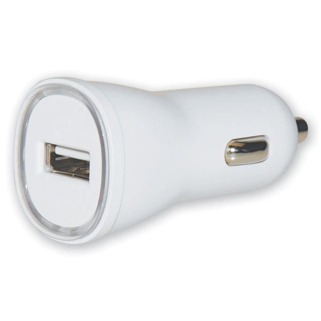 Techly Chargeur de Voiture USB 1 Port 1A Blanc avec un Seul Port USB et Embout Métallique pour Prise d'Allume-cigare, avec protection contre les Surtensions et les Surcharges, Indicateur LED et Fonction de Redémarrage Automatique, Convient au Chargement de Téléphones, d'Appareils GPS et d'Appareils Photo.