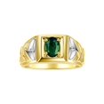 thumbnail image 1 of RYLOS Men's Rings Yellow Gold Plated Silver Rings Designer Weave Band 7X5MM Gemstone  Ring Green Sapphire September Birthstone Rings For Men Size 11, 1 of 7