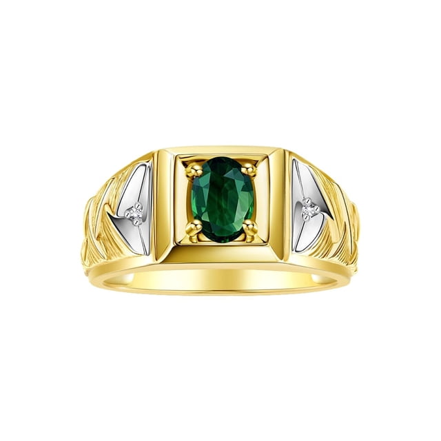 RYLOS Men's Rings Yellow Gold Plated Silver Rings Designer Weave Band 7X5MM Gemstone Ring Green Sapphire September Birthstone Rings For Men Size 11