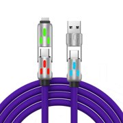 Big sale! 240w 4-in-1 USB c Cable, Multifunction Fast Charging Cable, Silicone USB to Type c Charging Cable with Breathing Light, Multi Device Charging Cable for Homes Office Use E3I1