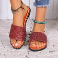 thumbnail image 1 of Cameland Women's Summer New Plus Size Frosted Sequin Line Over Beach Flats Light Sandals, 1 of 8