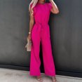 thumbnail image 4 of Babysbule Pantalon pour Femmes Mode Femme Été Uni Décontracté à Volants Manches Courtes Combinaison à Bretelles, 4 of 9
