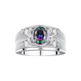 thumbnail image 1 of RYLOS Men's Rings Sterling Silver Rings Classic Designer Style 8X6MM Oval Gemstone &  Diamond Ring Alexandrite June Birthstone Rings For Men,  Size 13, 1 of 7