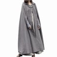thumbnail image 2 of XZNGL Women Autumn Fashion Solid Hooded Button Cloak Split Fork Woolen Coat, 2 of 6