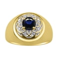 thumbnail image 1 of RYLOS Men's Rings Yellow Gold Plated Silver Designer Gypsy 7MM Round Gemstone & Diamond Ring Sapphire September  Size 12, 1 of 6