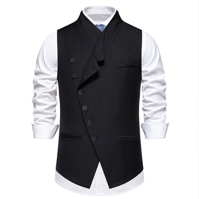 TIMIFIS Men's Suit Vests Business Suit Vestss for Men Formal Slim Solid Fashion Retro Wedding Waistcoat for V-Neck Tuxedo Vests with Pockets - Spring/Summer