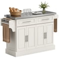 thumbnail image 1 of HOMCOM Kitchen Island with Storage, Rolling Kitchen Cart, Cream White, 1 of 10