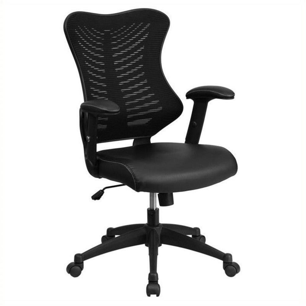 Scranton & Co Chaise de Bureau en Cuir Maillé à Dossier Haut, Noire