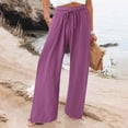 thumbnail image 2 of Timegard Womens Pants Plus Size Elastic High Waisted Drawstring Wide Leg Lightweight Casual Loose Trousers, 2 of 5
