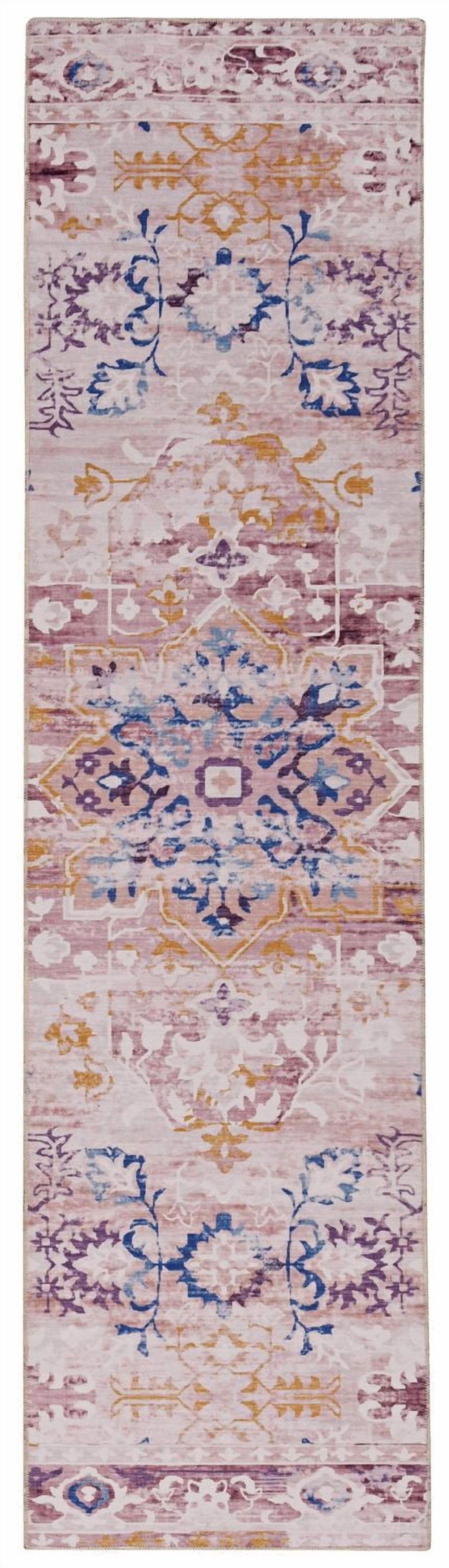 Tapis de couloir lavable Micah 2 pi x 8 pi ivoire et or