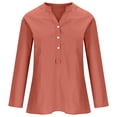 thumbnail image 3 of Hauts à Manches Longues pour Femmes Hauts à Col en V à Manches Longues Amples à Boutons Tunique en Coton et Lin Blouse d'Été Hauts à Manches Longues pour Femmes Tuniques d'Été pour Femmes Hauts d'Été à Manches Longues pour Femmes, 3 of 6