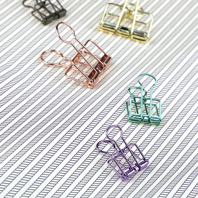 pitrice 20 Pieces Metal Paper Clip Electroplated Solid Color Replacement Home School Examination Papers Clips Accessories Rose Gold 32mm
