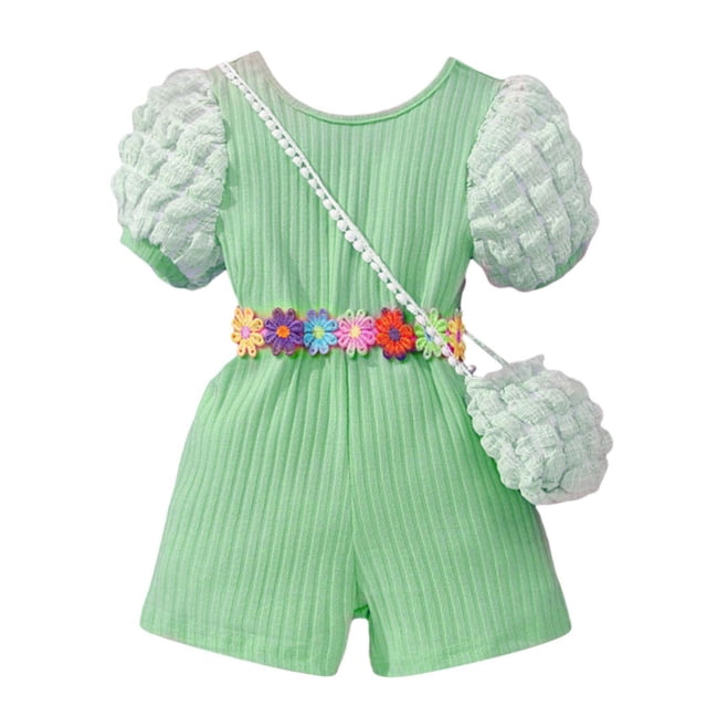 Timegard Baby Girls Clothes Toddler Cute Color Block Short Rompers Bag Casual Jumpsuit Summer Fashion