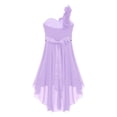 thumbnail image 4 of RUNQHUI Robe à une Épaule pour Filles Enfants Robe de Demoiselle d'Honneur en Mousseline Asymétrique Robe Formelle de Bal de Promo Fête Lavande 8, 4 of 6