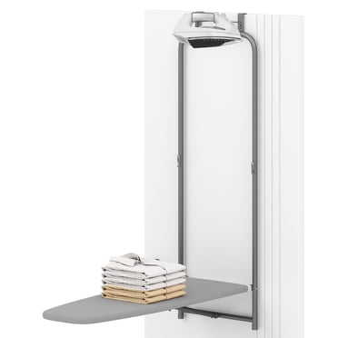 Costway Space-Saving Over the Door Ironing Board with  Iron Holder & Cotton Cover Gray Gray