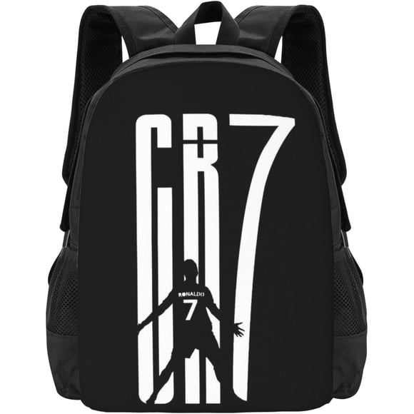 Sac à Dos Joueur de Soccer #7 Cristiano Ronaldo 16,5 Pouces pour Travail Quotidien Sport Extérieur Sac pour Ordinateur Portable Fans de Soccer Sac d'Écolier Style Noir 8