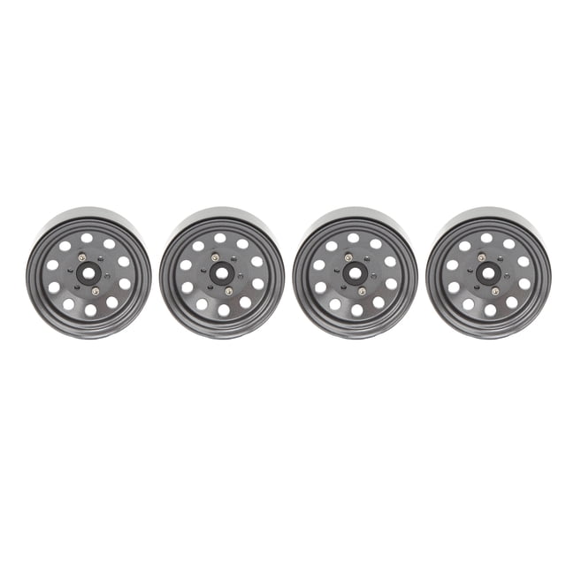 RC Moyeu de Roue, Fer Résistant à l'Usure 4PCS Facile à Installer Moyeu de Roue RC Beadlock 1,9 Po pour Remplacement Noir, Blanc, Argent, Ti Couleur