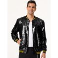 thumbnail image 3 of INSPIRE CHIC Blouson Bomber à Paillettes à Fermeture Éclair à Manches Longues pour Homme Noir P, 3 of 6